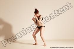 Underwear Martial art Woman White Moving poses Average long brown Dynamic poses Academic